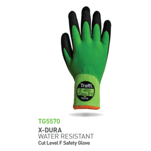 Size 9 TG5570-09 GREEN X-Dura Thermal Latex Water Resistant Traffi Glove - Cut Level F